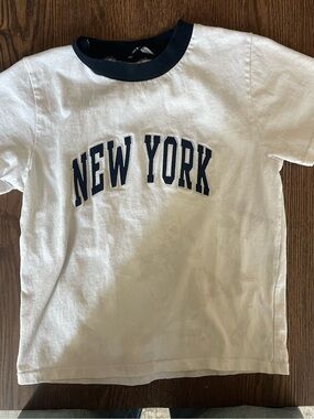 Aritzia White Tee with Navy "New York" Logo